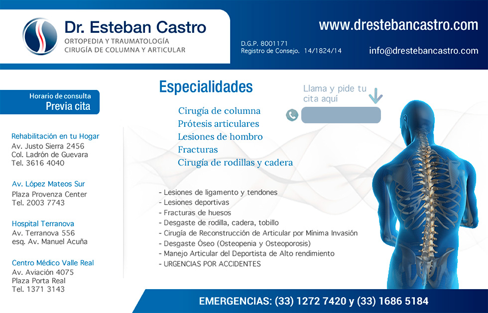 Dr. Esteban Castro Contreras Ortopedista Traumatólogo Guadalajara Jalisco México