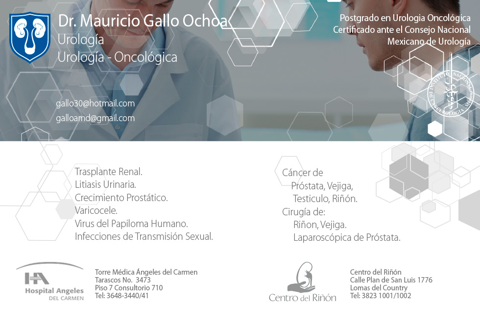 Dr. Mauricio Gallo Ochoa Cirujano Urólogo Oncourólogo Guadalajara Jalisco México